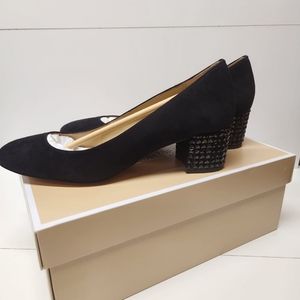 Michael kors Arabella kitten pump black Suede jeweled heel 2"